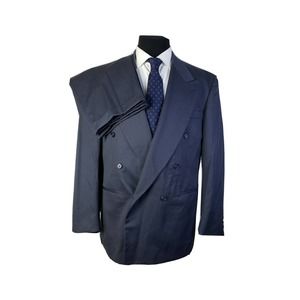 Gianni Manzoni Italy Made Gray Wool Double Breasted 2 Piece Suit Mens 42R 34x28